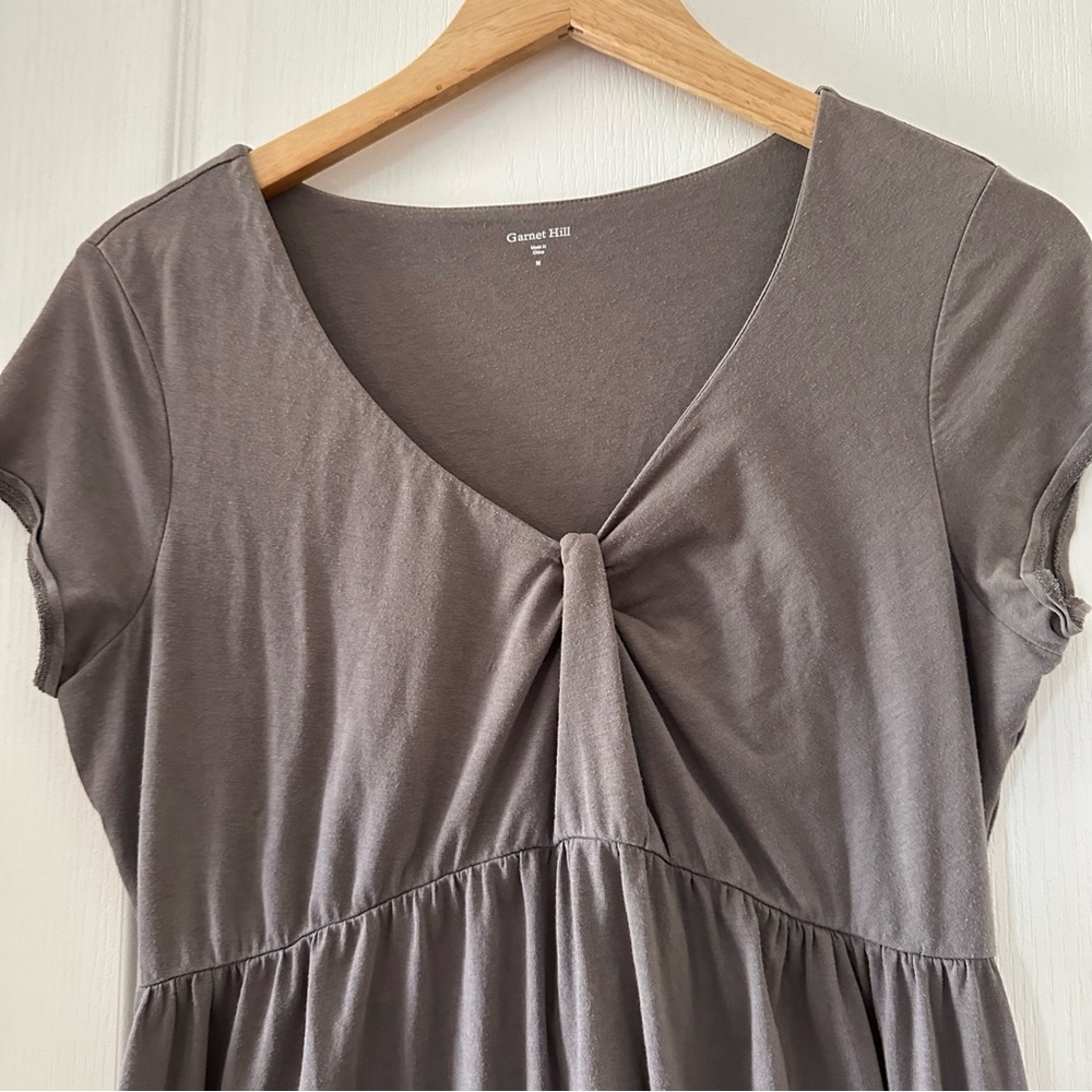 Garnet Hill V neck midi dress charcoal gray - Picture 5 of 9